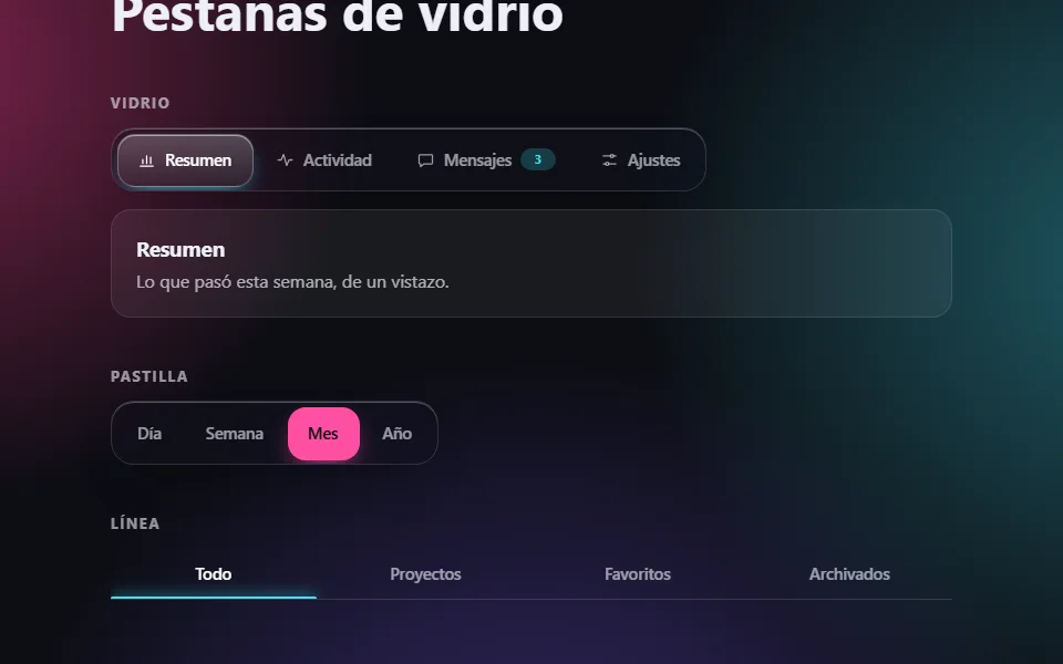 Pestañas de vidrio en tres estilos: vidrio, pastilla y línea